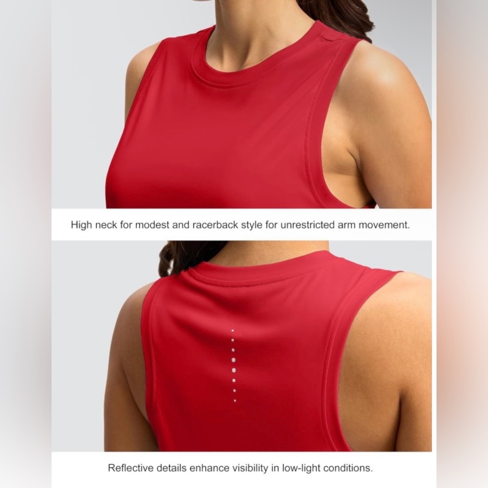 SANTINY Sleeveless Racerback Athletic Tank Top Lightweight Small Red NWT - Picture 8 of 9